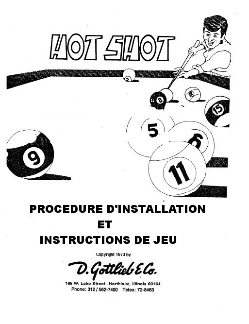 Manuel instruction HOT SHOT 1973 FR